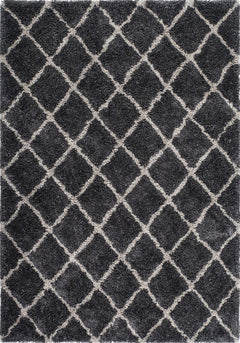Grace 800 Graphite Diamond Pattern Shaggy Rug