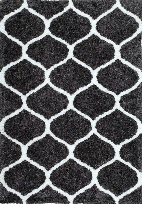 Grace 802 Graphite Moroccan Style Shaggy Rug, full view