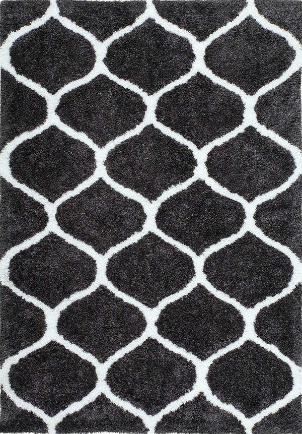 Grace 802 Graphite Moroccan Style Shaggy Rug, full view