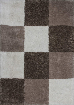 Grace 803 Nougat Checkered Shaggy Rug