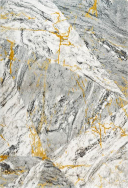 Marble 700 Yellow Super Soft High Quality Fluffy Rug, full view
