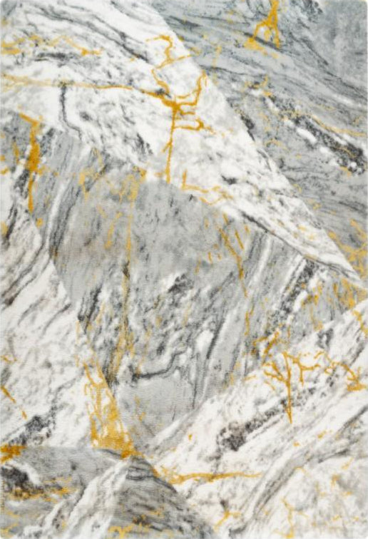 Marble 700 Yellow Super Soft High Quality Fluffy Rug, full view