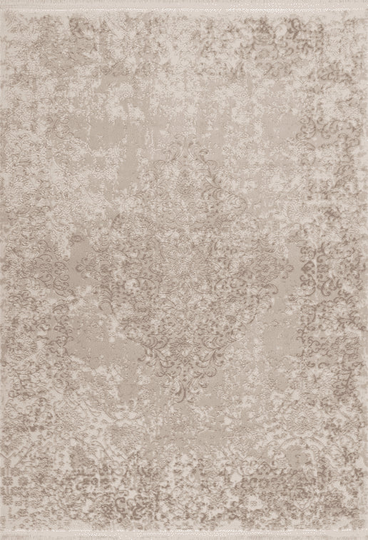Noblesse 902 Luxury Beige Rug with Centre Medallion, full view
