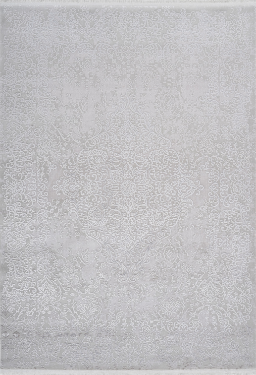 Noblesse 902 Luxury Silver Rug with Centre Medallion, full view