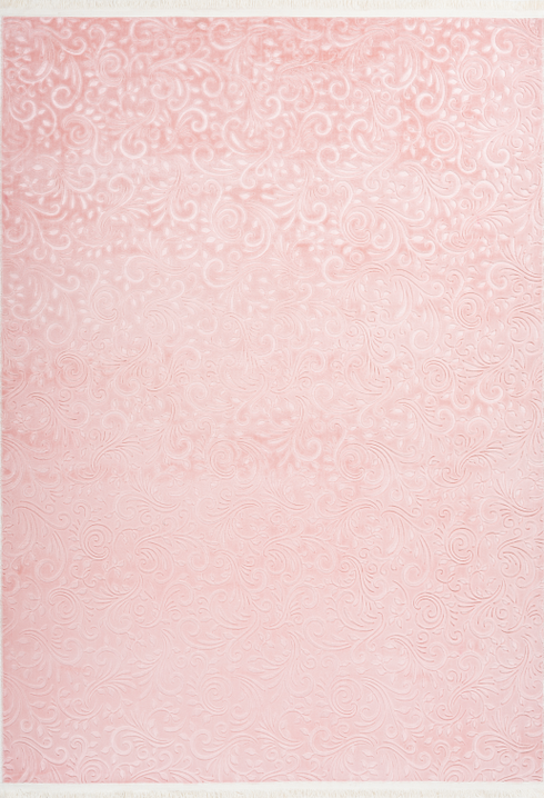 Peri 100 Powder Pink Floral Machine Washable Rug, full view