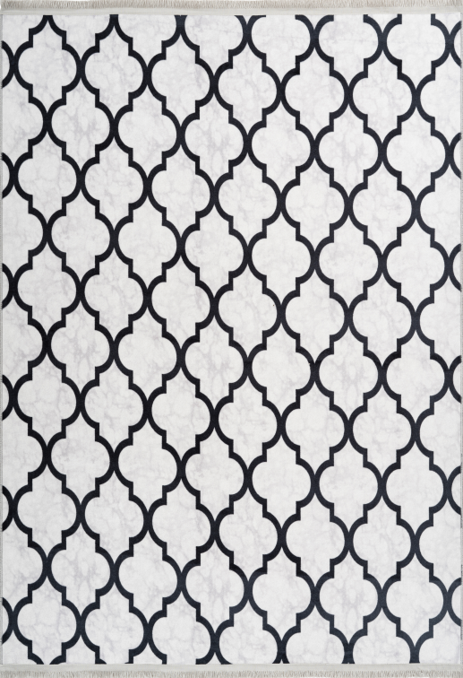 Peri 101 Grey Moroccan Design Machine Washable Rug, full view