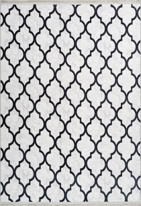 Peri 101 Grey Moroccan Design Machine Washable Rug, full view