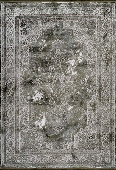 Pierre Cardin - Elysee 902 Green Transitional Faded Rug with Medallion and Border
