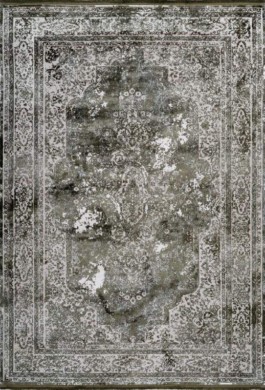 Pierre Cardin Elysee 902 Green Transitional Faded Rug with Medallion and Border, full view