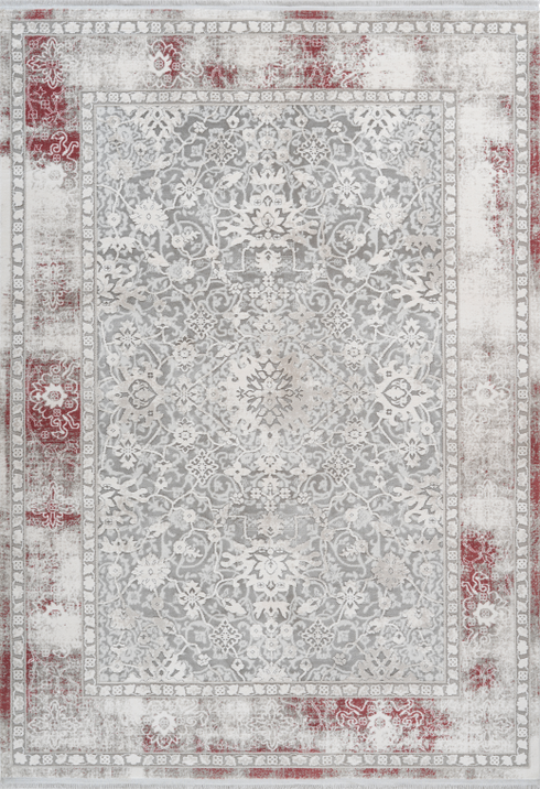 Pierre Cardin Opera 500 Silver-Pink High Quality Rug with Abstract Design, full view