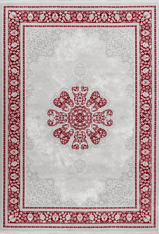 Pierre Cardin Villette 702 Luxury Red Rug with Floral Centre Medallion, full view