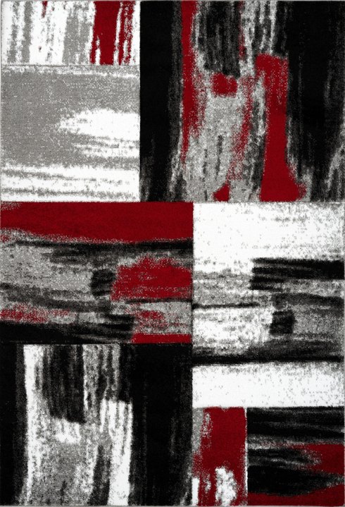 Swing 100 modern red and black checkered rug, full view