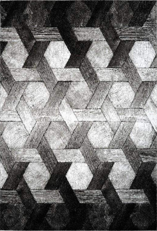 Swing 101 Modern Silver Rug with Geometric 3D Design, full view