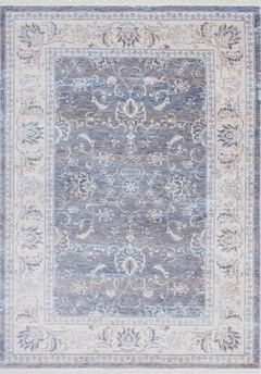 Vintage 700 Faded Grey Floral Rug with Border
