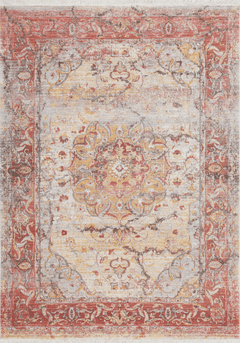 Vintage 701 Faded Multi-colour Rug with Centre Medallion