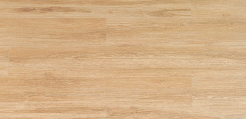Ornato Le Mans 5.3mm looselay vinyl plank swatch in soft warm golden oak with low contrast apricot toned grain
