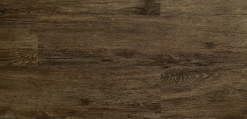 Ornato Latina 5.3mm looselay vinyl plank swatch in dark smoked charcoal brown oak with heavy rustic grain