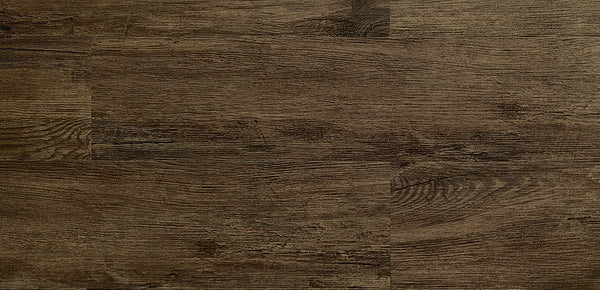 Ornato Latina 5.3mm looselay vinyl plank swatch in dark smoked charcoal brown oak with heavy rustic grain