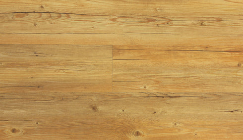 Ornato Vittoria 5.3mm looselay vinyl plank swatch in golden amber rustic oak with open knots and dark grain lines