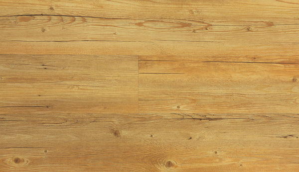 Ornato Vittoria 5.3mm looselay vinyl plank swatch in golden amber rustic oak with open knots and dark grain lines