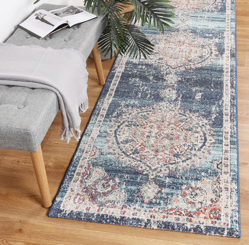 Sydney 6 Medalion Transitional Navy Multi Rug - ADORE RUGS and FLOORING
