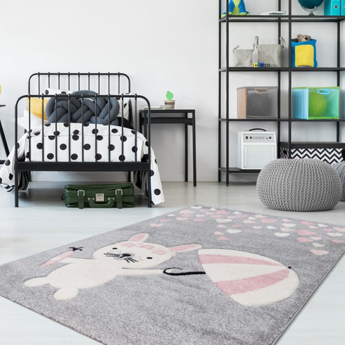 Amigo 326 Pink Rabbit Kids Rug - ADORE RUGS and FLOORING