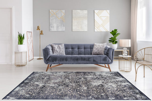 Pierre Cardin - Elysee 900 Blue Silver Faded Rug, second photo