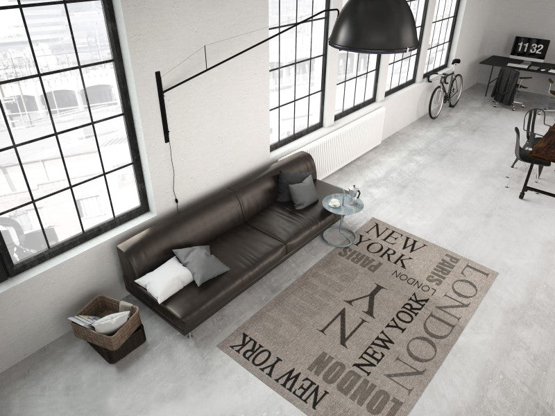 Finca 511 Silver Outdoor/Kitchen Rug New York print - ADORE RUGS and FLOORING