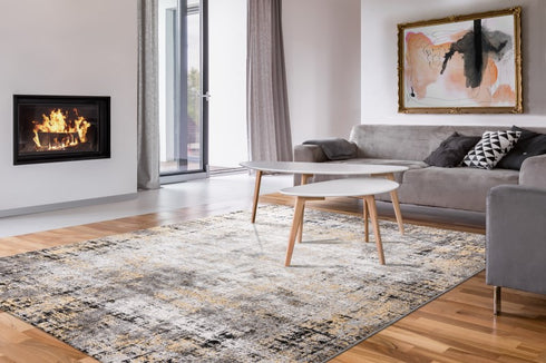 Yellow Grey Abstract Rug - ADORE RUGS and FLOORING
