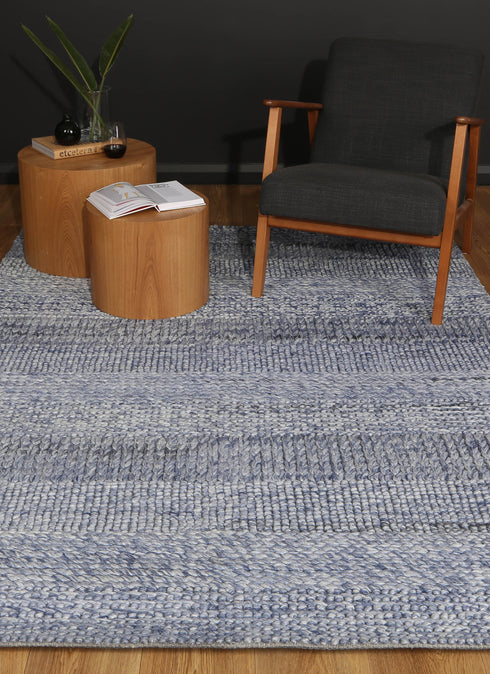 Zayna Grace Blue Wool Blend Rug - ADORE RUGS and FLOORING