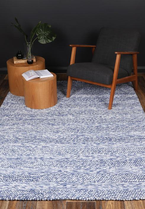 Zayna Ringlets Blue Wool Blend Rug - ADORE RUGS and FLOORING