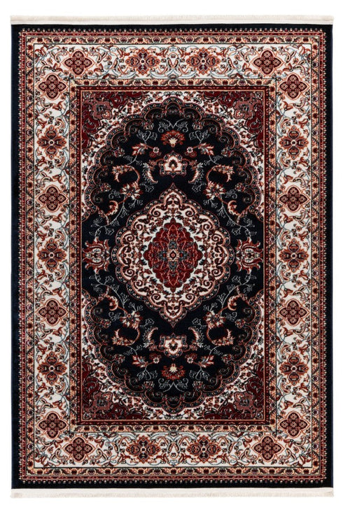 Hayat 301 Navy Traditional Rug with Medallion - Navy Cream Traditional Rug - ADORE RUGS and FLOORING