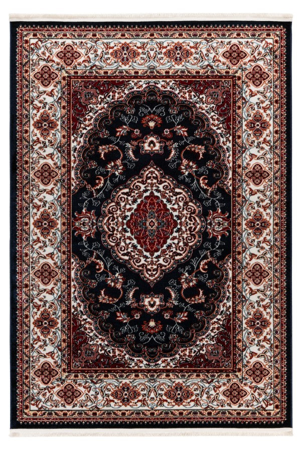 Hayat 301 Navy Traditional Rug with Medallion - Navy Cream Traditional Rug - ADORE RUGS and FLOORING