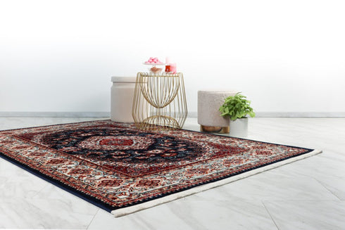 Hayat 301 Navy Traditional Rug with Medallion - Traditional Rug in Navy - ADORE RUGS and FLOORING