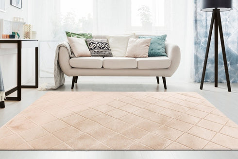 Impulse 600 Beige Very Soft Fluffy Diamond Rug - ADORE RUGS and FLOORING