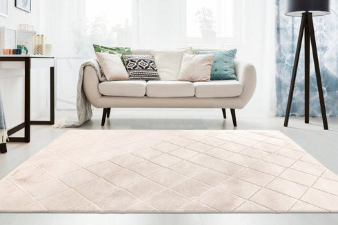 Impulse 600 Ivory Very Soft Fluffy Diamond Rug - ADORE RUGS and FLOORING