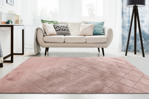 Impulse 600 Powder Pink Very Soft Fluffy Diamond Rug - ADORE RUGS and FLOORING