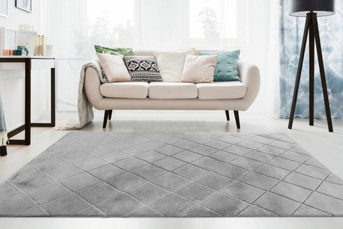 Impulse 600 Silver Very Soft Fluffy Diamond Rug - ADORE RUGS and FLOORING