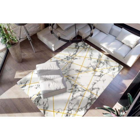 Marble 701 Yellow Super Soft High Quality Fluffy Rug - ADORE RUGS and FLOORING