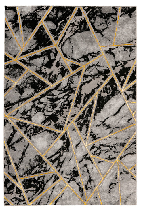 Marmaris 402 Black and Gold Geometric Rug - ADORE RUGS and FLOORING