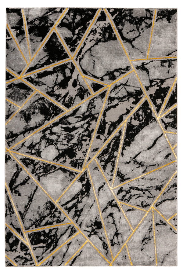 Marmaris 402 Black and Gold Geometric Rug - ADORE RUGS and FLOORING