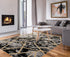 Black and Gold geometric rug with Glass pattern