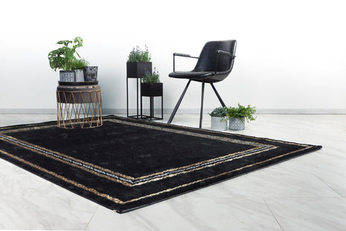 Black Bordered Rug - ADORE RUGS and FLOORING
