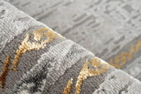 Marmaris 404 Grey rug with Gold Border - ADORE RUGS and FLOORING