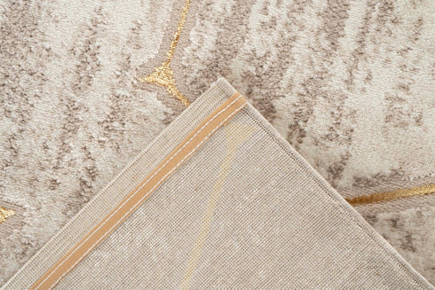 Marmaris 405 Beige Rug with Gold Geometric Pattern - ADORE RUGS and FLOORING