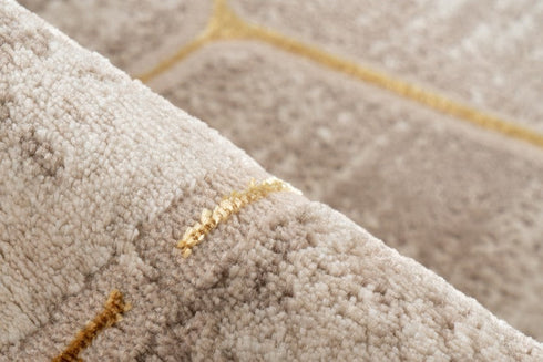 Marmaris 405 Beige Rug with Gold Geometric Pattern - ADORE RUGS and FLOORING