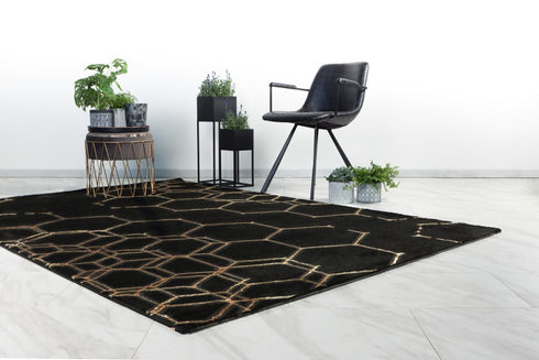 Large Black Gold Rug - ADORE RUGS and FLOORING