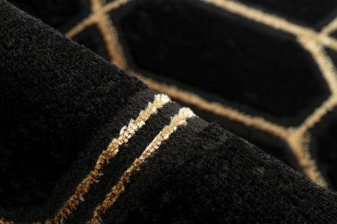 Marmaris 405 Black Rug with Gold Geometric Pattern - ADORE RUGS and FLOORING