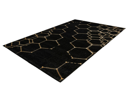 Marmaris 405 Black Rug with Gold Geometric Pattern - ADORE RUGS and FLOORING