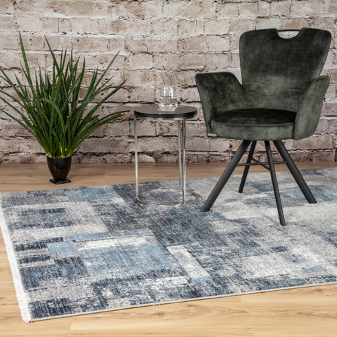 Medellin 407 Silver Blue Rug With Patch Design - ADORE RUGS and FLOORING